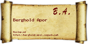 Berghold Apor névjegykártya